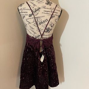 FREE PEOPLE dress plum maroon purple sequin dress size small